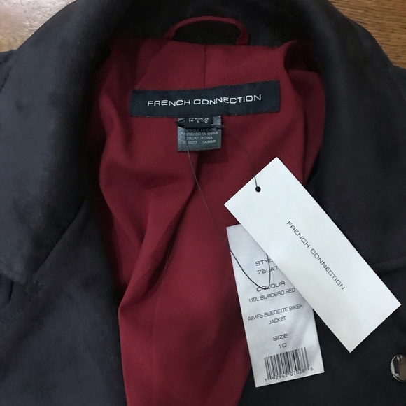 FRENCH CONNECTION | Faux Suede Grey Moto Jacket - Picture 7 of 8